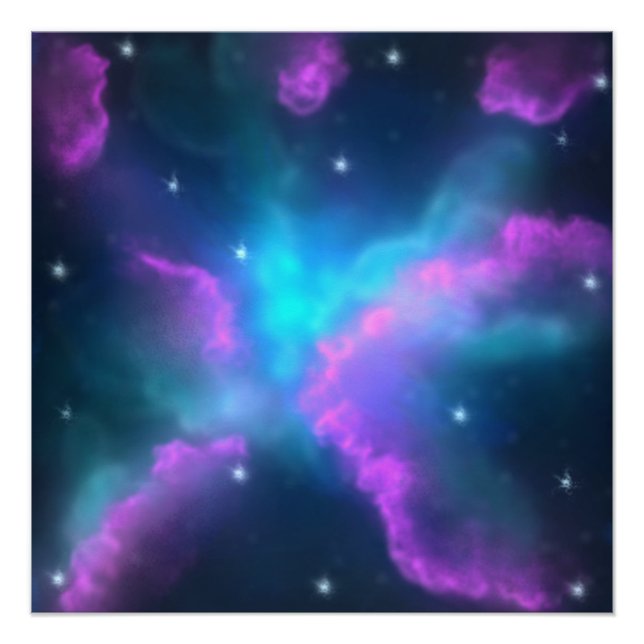Colourful Nebula Cloud Background Poster (Front)