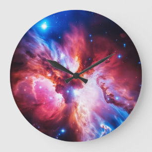 Colourful Nebula Galaxy Space Stars Cosmic Univers Large Clock