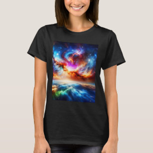Colourful Nebula Outside Space Galaxy Sticker T-Shirt