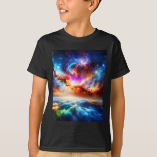 Colourful Nebula Outside Space Galaxy Sticker T-Shirt
