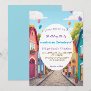 Colourful Neighbourhood Birthday Invitation