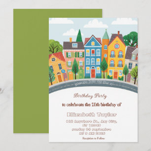 Colourful Neighbourhood Birthday Invitation