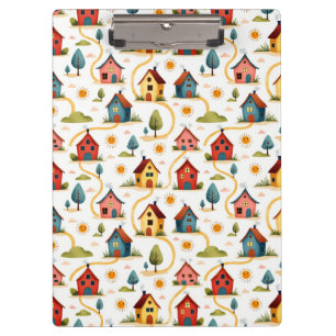 Colourful Neighbourhood Houses Realtor Clipboard