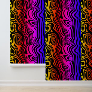 Colourful Neon and Black Abstract Waves Art Wallpaper