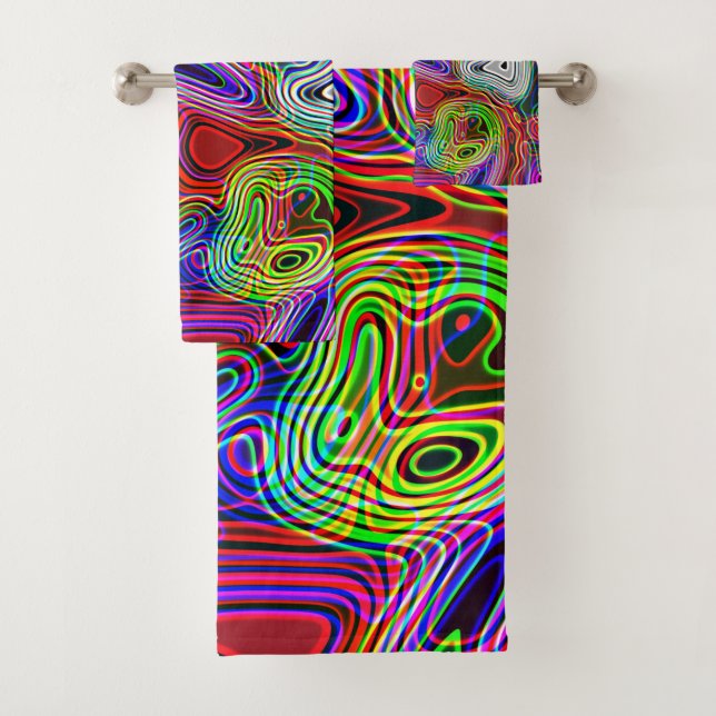 Colourful Neon Bright Abstract Pattern Bath Towel Set (Insitu)