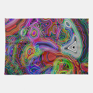 Colourful Neon Bright Rainbow Pattern Tea Towel