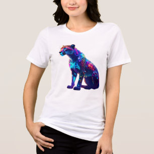 Colourful Neon Cheetah Art – Glowing Wild Cat Tri-Blend Shirt