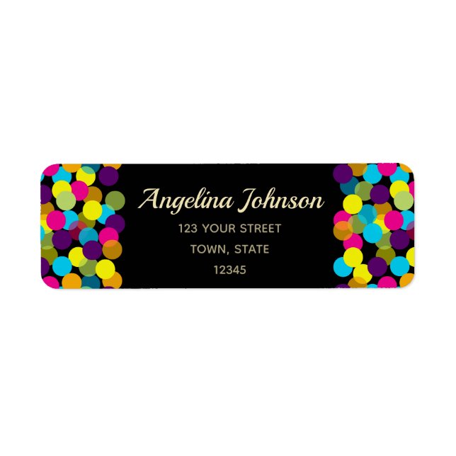 Colourful Neon Confetti Pattern Black Modern Party (Front)