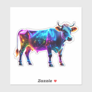 Colourful Neon Cow Art – Vibrant Glowing Cow