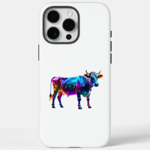 Colourful Neon Cow Art – Vibrant Glowing Cow iPhone 16 Pro Max Case