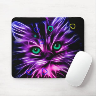 colourful neon cute cat mouse pad