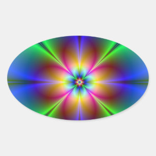 Colourful Neon Daisy Oval Sticker