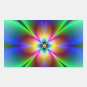 Colourful Neon Daisy Rectangular Sticker
