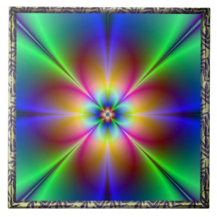 Colourful Neon Daisy Tile