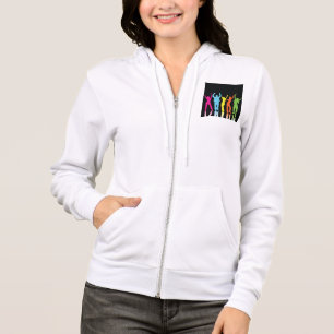 Colourful Neon Dancing Silhouettes Retro Party Hoodie