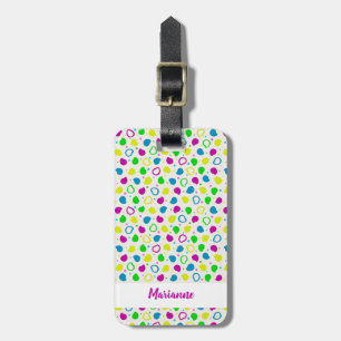 Colourful neon dots and shapes retro pattern Luggage Tag