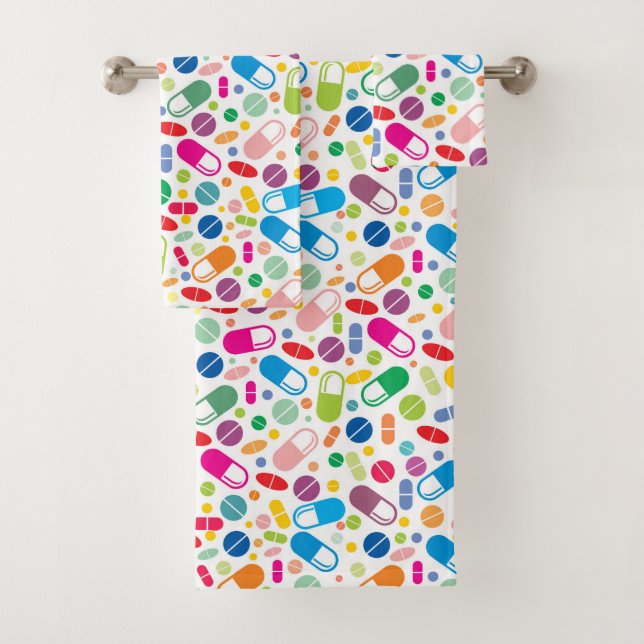 Colourful Neon Drug Pattern Bath Towel Set (Insitu)