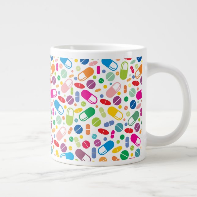 Colourful Neon Drug Pattern Large Coffee Mug (Right)