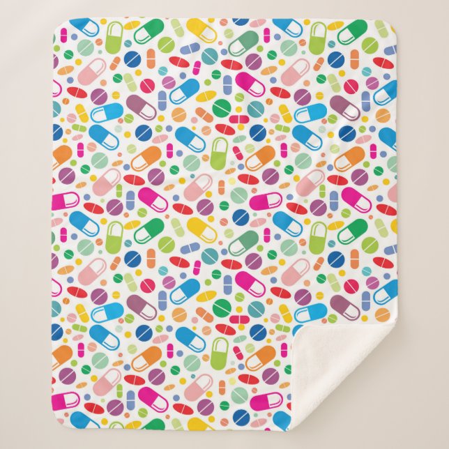 Colourful Neon Drug Pattern Sherpa Blanket (Front)
