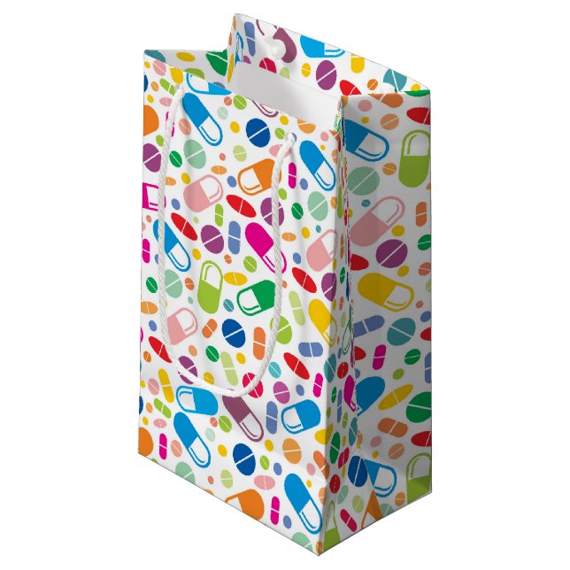 Colourful Neon Drug Pattern Small Gift Bag (Front Angled)