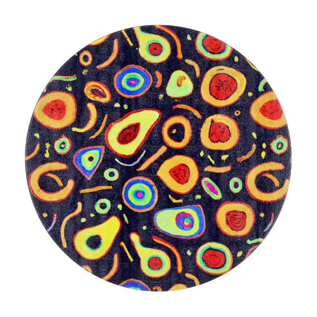 Colourful Neon Fruit Delights Art Cutting Board (Front)