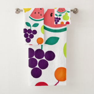 Colourful Neon Fruit Fiesta Bath Towel Set