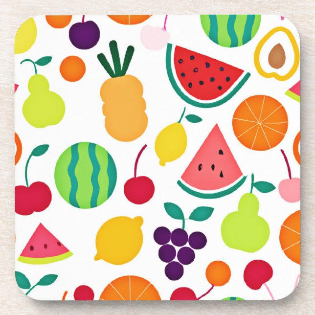 Colourful Neon Fruit Fiesta Coaster (Front)