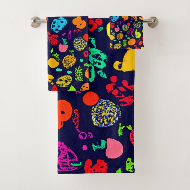 Colourful Neon Fruit Pattern Art Bath Towel Set (Insitu)