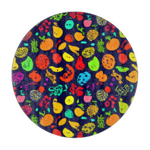 Colourful Neon Fruit Pattern Art Cutting Board