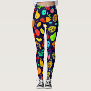 Colourful Neon Fruit Pattern Art Leggings