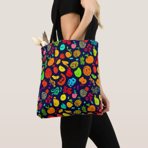 Colourful Neon Fruit Pattern Art Tote Bag