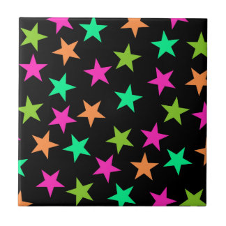 Colourful Neon Geometric Stars Pattern Tile