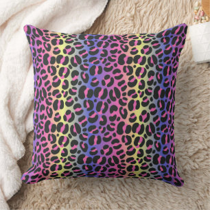 Colourful Neon Gradient Leopard Print Cushion