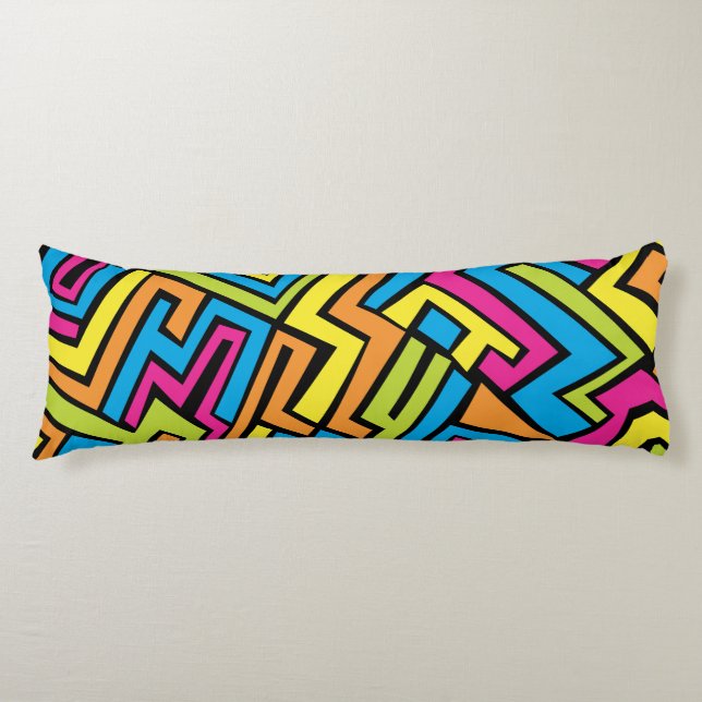Colourful Neon Graffiti Street Art Pattern  Body Cushion (Front)