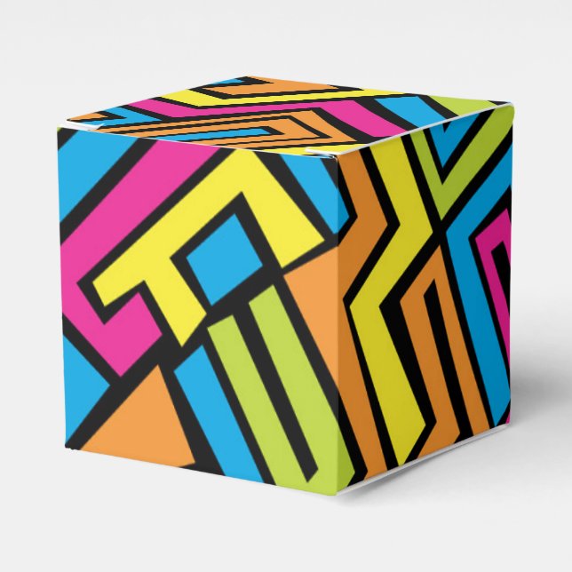 Colourful Neon Graffiti Street Art Pattern  Favour Box (Front Side)