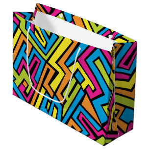 Colourful Neon Graffiti Street Art Pattern Large Gift Bag