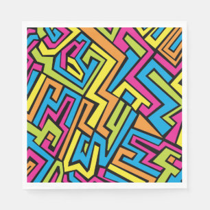 Colourful Neon Graffiti Street Art Pattern Napkin