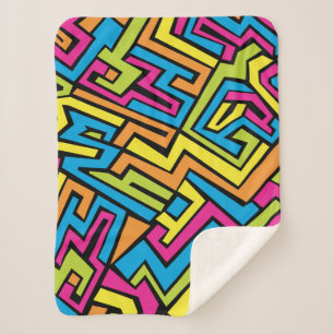 Colourful Neon Graffiti Street Art Pattern   Sherpa Blanket