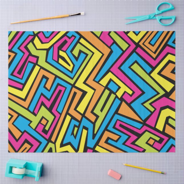 Colourful Neon Graffiti Street Art Pattern   Tissue Paper (Craft)