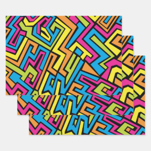 Colourful Neon Graffiti Street Art Pattern  Wrapping Paper Sheet