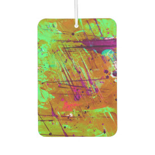 Colourful Neon Green Abstract Splatter Paint Car Air Freshener