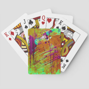 Colourful Neon Green Abstract Splatter Paint Playing Cards