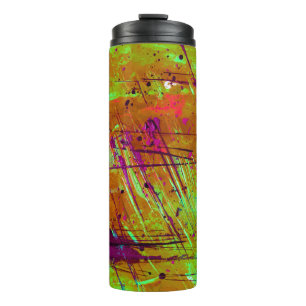 Colourful Neon Green Abstract Splatter Paint Thermal Tumbler