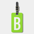 Colourful neon green monogram travel luggage tag