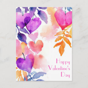 Colourful neon Hearts Valentine's Greeting Postcard