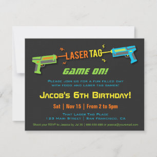 Colourful Neon Laser Tag Birthday Party Invitation
