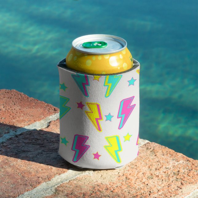 Colourful Neon Lightning Bold Back-to-School Summe Can Cooler (In Situ Pool)