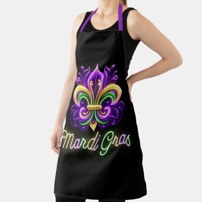 Colourful Neon Mardi Gras Fleur de lis Apron (Insitu)