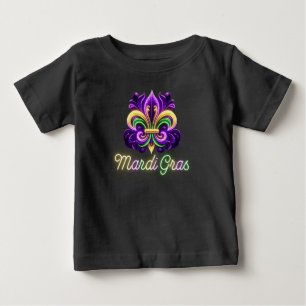 Colourful Neon Mardi Gras Fleur de lis Baby T-Shirt