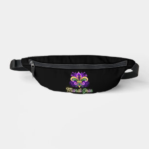 Colourful Neon Mardi Gras Fleur de lis Bum Bags